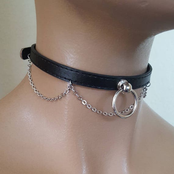 Items similar to Simple Black 10mm Faux Leather and Chain Buckling ...
