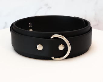 1.5" Layered Buckling Full Overlap Collar 1" D-ring | Durable, Heavy Duty, Colorful Options! | BioThane Vegan BDSM Bondage Petplay Collar