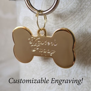 Gold Tone Bone Tag - Personalized Diamond Engraving - Pet Tag Pendant | Please Read Description!