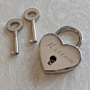 Large Silver Tone Heart Lock Padlock - Personalized Diamond Engraving | PLEASE READ DESCRIPTION!