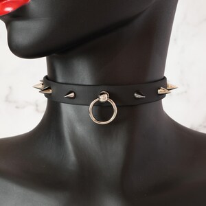 5/8" Vegan Leather Spiked Collar Choker w/ Loop | Comfortable, COLORFUL OPTIONS, Waterproof, Latex Free | 10mm Silver Spikes image 5