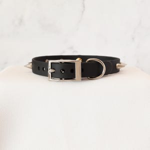 5/8" Vegan Leather Spiked Collar Choker w/ Loop | Comfortable, COLORFUL OPTIONS, Waterproof, Latex Free | 10mm Silver Spikes image 3