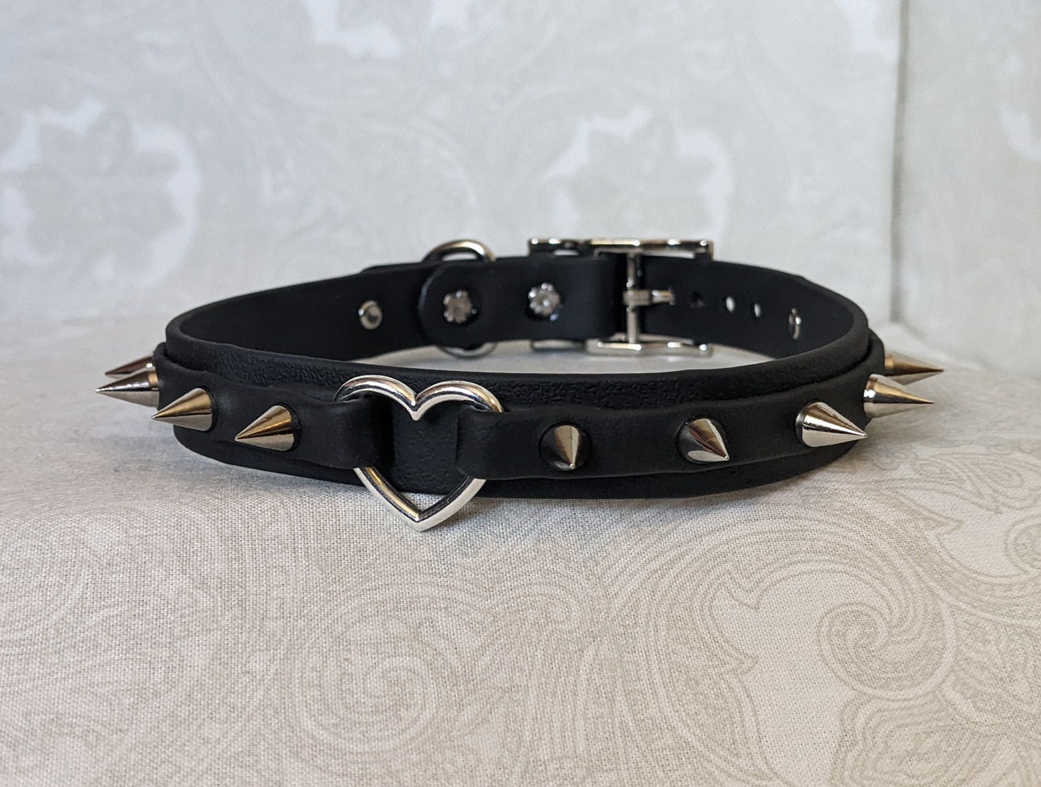 3 4 Spiked Layered Heart Ring Collar Durable Comfortable COLORFUL OPTIONS Waterproof Latex Free Biothane vegan Leather Alternative Etsy