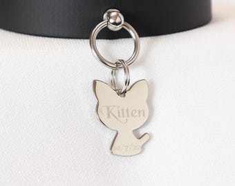 Silver Tone Cat Tag - Personalized Diamond Engraving - Pet Tag Pendant | Please Read Description!