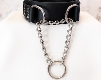 1.5" Stainless Steel Chain O-ring Layered Buckling Full Overlap Collar | Durable, Heavy Duty, Colorful Options! | Vegan BDSM Bondage Petplay