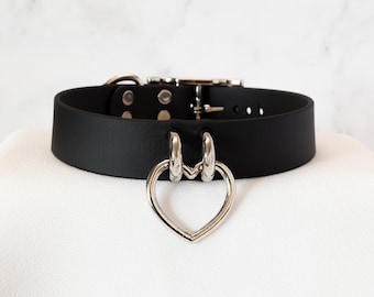 1" Heart Ring Collar | Durable & Comfortable, COLORFUL OPTIONS, Waterproof, Latex Free | BioThane - Vegan Leather Alternative