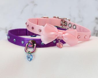 Build Your Own 1/2&quot; Crystal Buckling Satin Lined Kittenplay Petplay Collar/Day Collar bble7