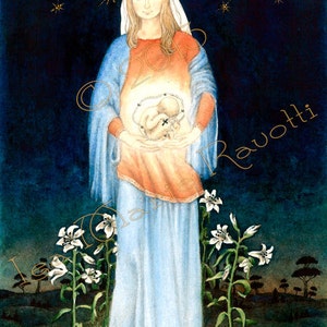 Preborn Jesus in Watercolor //Virgin Mary art//Catholic Wedding gift//Prolife gift//Godparents gift//Ordination gift//Catholic art print image 2