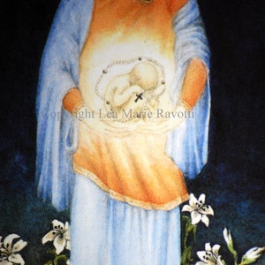 Preborn Jesus in Watercolor //Virgin Mary art//Catholic Wedding gift//Prolife gift//Godparents gift//Ordination gift//Catholic art print image 5