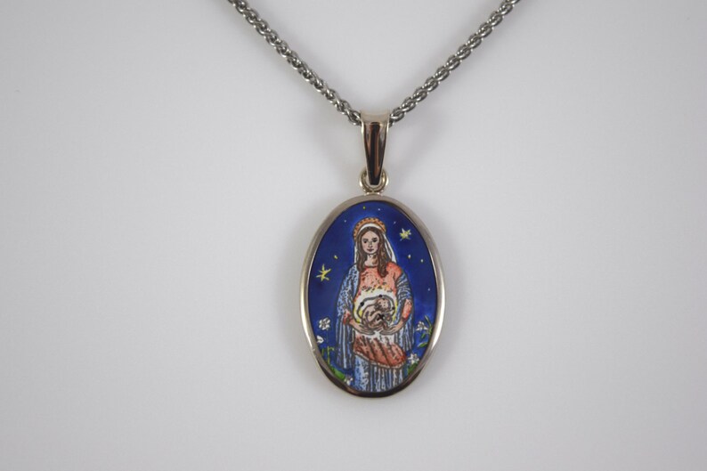 Medallion pendant Pro-life gift Wedding catholic gift Blessed image 1