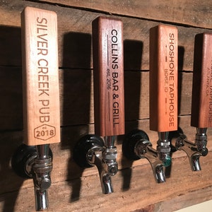 Personalized Laser Engraved 6" Custom Maple, Cherry, or Dark Walnut Beer, Coffee, Soda Tap Handle for Kegerator Draft Homebrewing, Home Bar