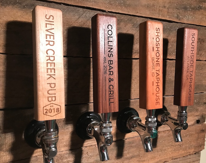 Custom Wide Tap Handle – Personalized 6” Laser Engraved Maple, Cherry, or Walnut for Beer, Coffee, Kegerators, Draft Faucets, Brewery