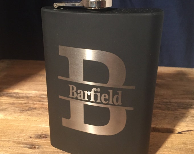 Personalized Black Flask Engraved 8oz Stainless Steel Flask Perfect ...