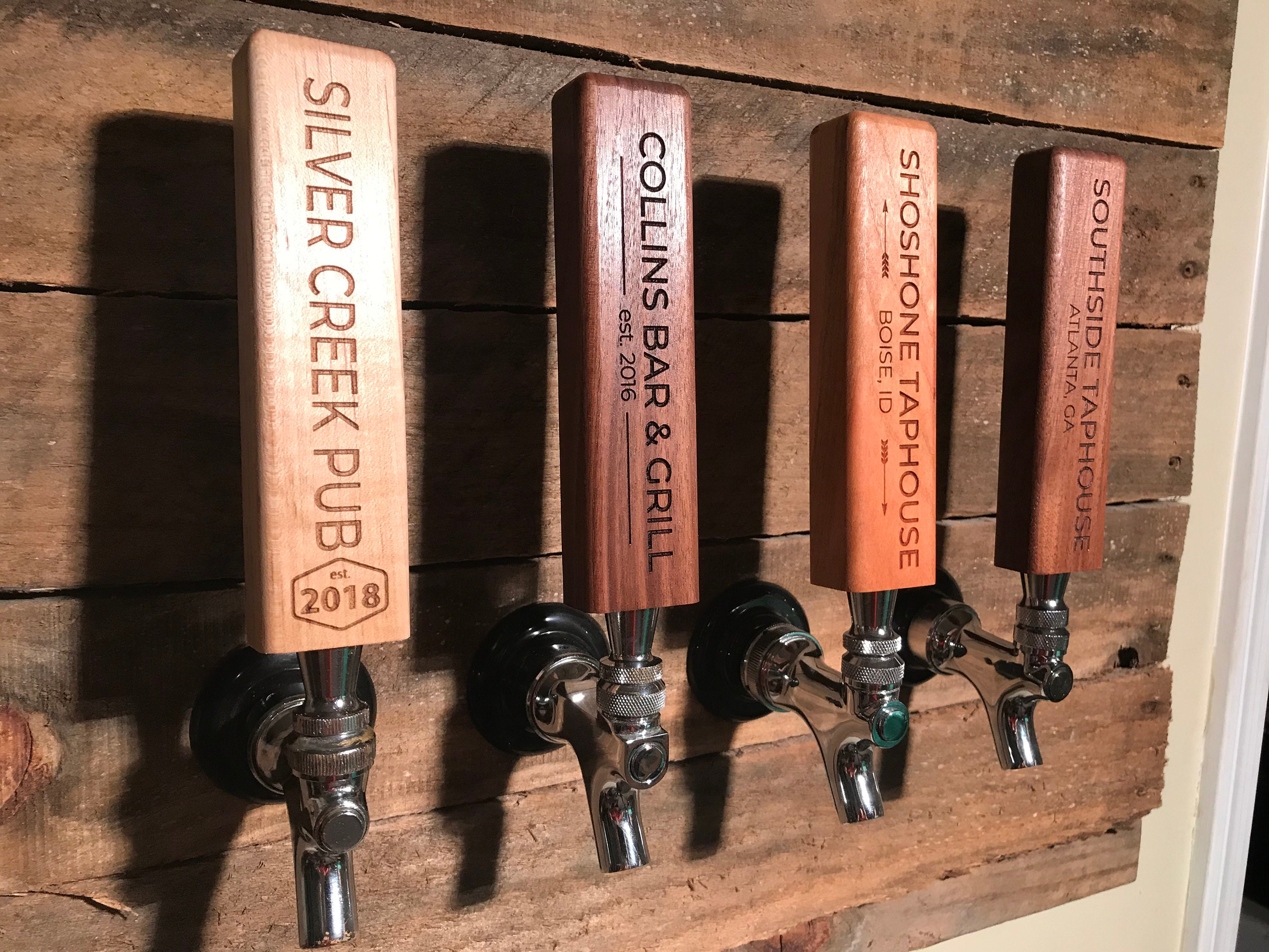 Personalized Laser Engraved 6" Custom Maple, Cherry, or Dark Walnut Beer, Coffee, Soda Tap Handle for Kegerator Draft Homebrewing, Home Bar