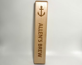 Large Custom Laser Engraved Wood Tap Handle: Personalized Beer or Coffee Bar Pull 9”x1.75”