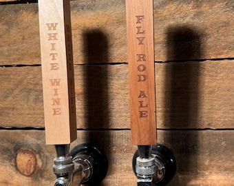 Custom Square Edge Tap Handle – Personalized 6” Laser Engraved Maple, Cherry, or Walnut for Beer, Coffee, Kegerators, Draft Faucets, Brewery