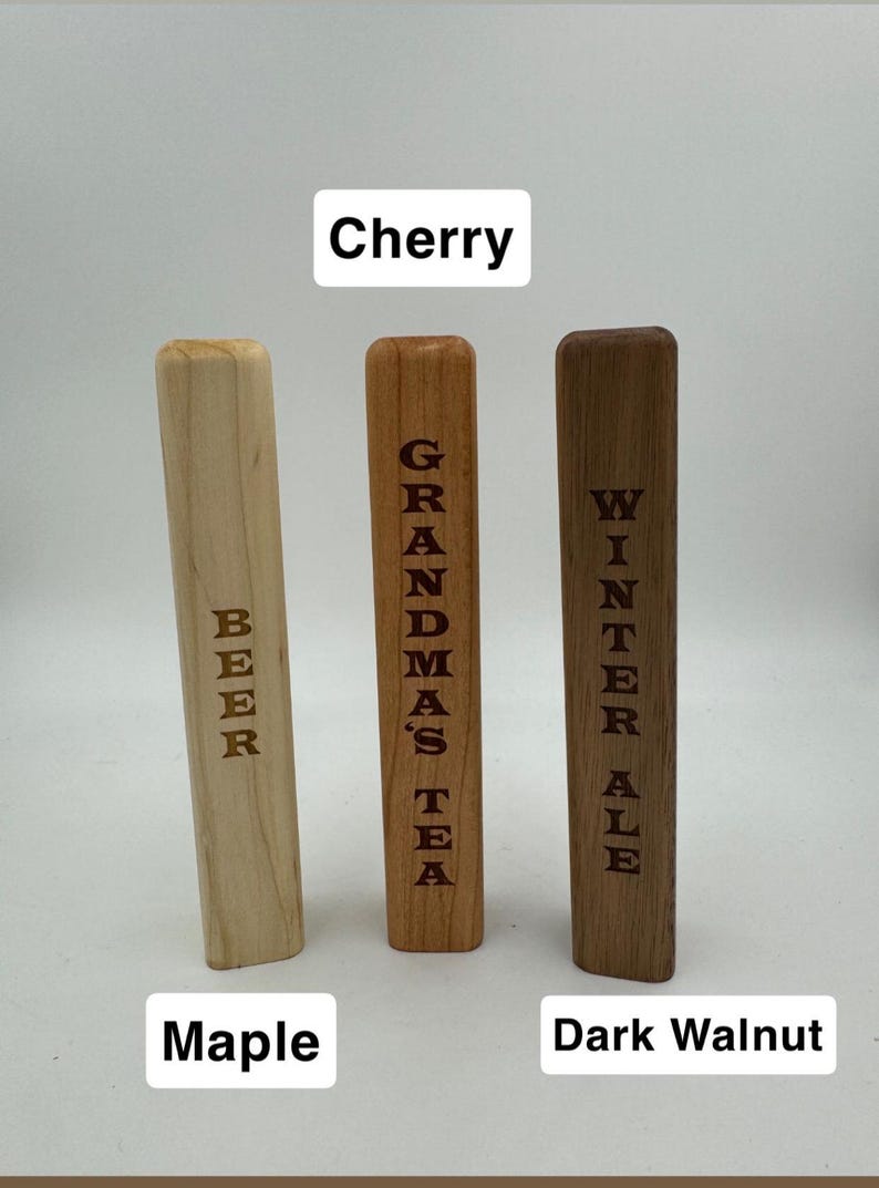 Custom Tap Handle – Personalized 6” Laser Engraved Maple, Cherry, or Walnut for Beer, Coffee, Water, Kegerators, Draft Faucets, Home Bars image 6