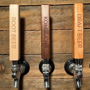6&quot; Custom Laser Engraved Personalized Wood Beer / Soda / Coffee Draft Tap Handle for Home Bar, Restaurant, Brewery, Home Brew - Horizontal
