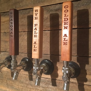 Personalized Laser Engraved 6" Custom Maple, Cherry, or Dark Walnut Beer / Soda Tap Handle for Kegerator Draft Faucet Homebrewing Gift Idea