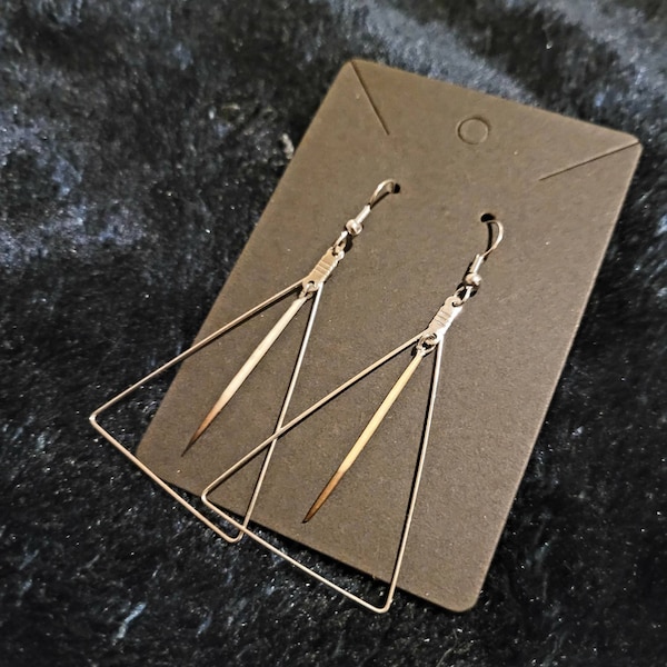 Porcupine Quill & Silver Triangle Earrings