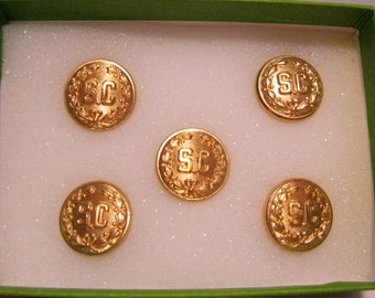 Set Of 5 Professional 5/8" buttons With "SC" Stamped On It