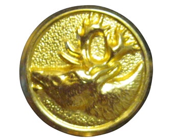 6 Professional Removable Reindeer Head Gold Buttond 7/8"