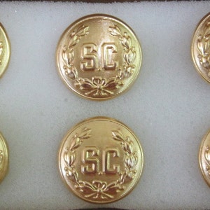 Professional Removable Set Of 6 Gold SC With Wreath Buttons For Santa's Suit image 1