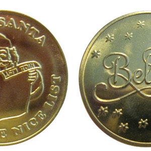 Bag Of 100 Solid Brass 30MM &quot;I Met Santa I Made The Nice List&quot; Coins With &quot;Believe&quot;  On Back