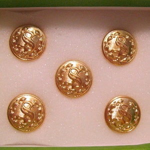 Set Of 5 Professional 5/8&quot; buttons With &quot;S&quot; Stamped On It