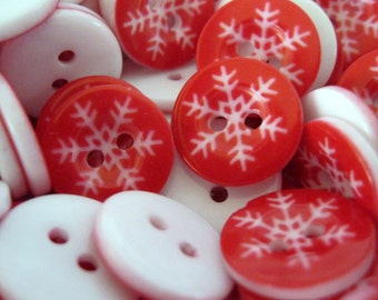 Set Of 20   5/8"  Snowflake Christmas Resin Buttons.