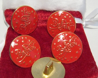 5 PCS. - Giant 1 3/8" 6 Piece  Gold With Red Background Sew On Type Santa Claus Suit Buttons