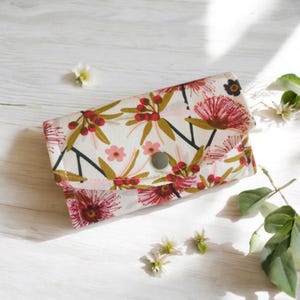 Australian Floral Fabric Coin & Card Holder - Compact, Sustainable, and Chic Coin Pouch, Made in Australia