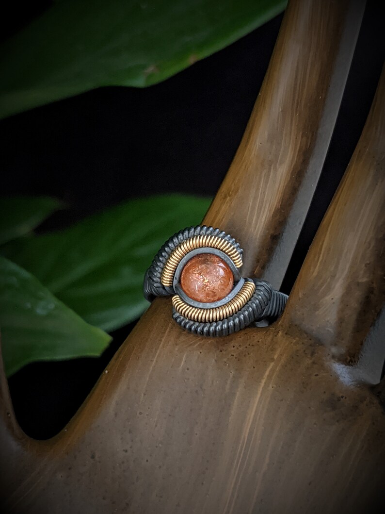 Size 4.75 Wire Wrapped African Sunstone Ring