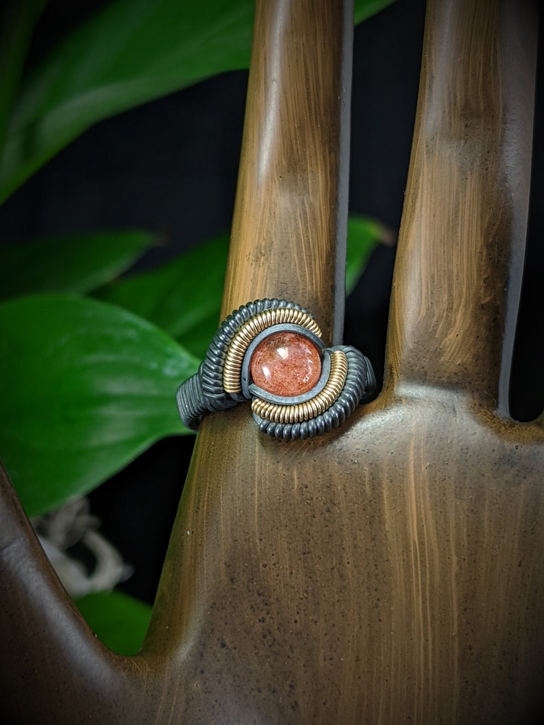 Size 4.75 Wire Wrapped African Sunstone Ring