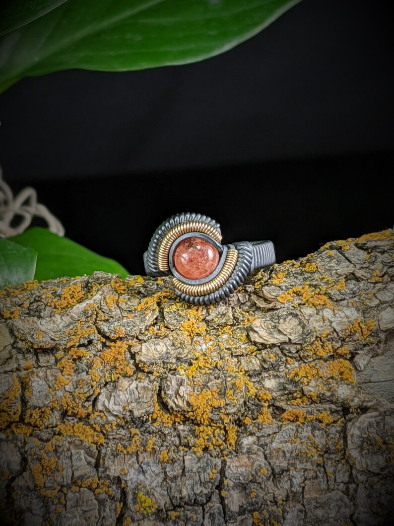 Size 4.75 Wire Wrapped African Sunstone Ring