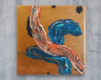 Original Painting // 4" x 4" // Abstract Art // Acrylic Painting // Modern Art // Canvas Art // Mini Painting on Canvas