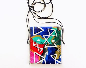 Cross Body Bag // Hand Painted Clutch // Envelope Clutch // Painted Purse // Vinyl Clutch // Art Gifts