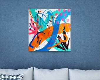 Paradise Abstract Acrylic Painting: Modern Canvas Art (24" x 24")