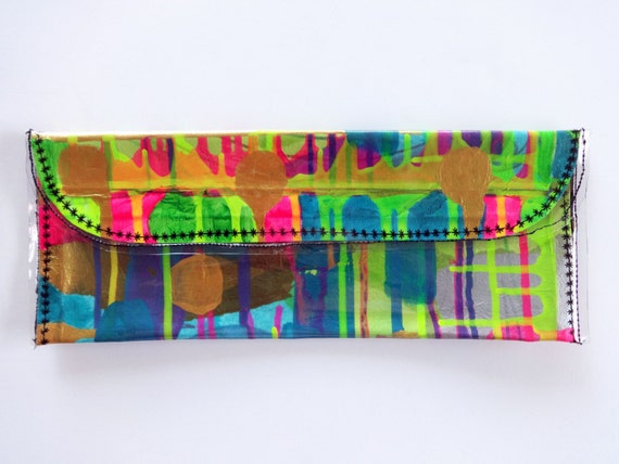 Hand Painted Vinyl Clutch: 'Heart Attack' Art Evening Bag