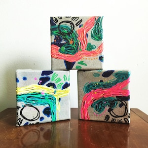 Tiny Original Art / 4&quot; x 4&quot; / Abstract / Acrylic Painting / Modern Art / Canvas Art / Mini Painting on Canvas / Micro Painting / Expressive