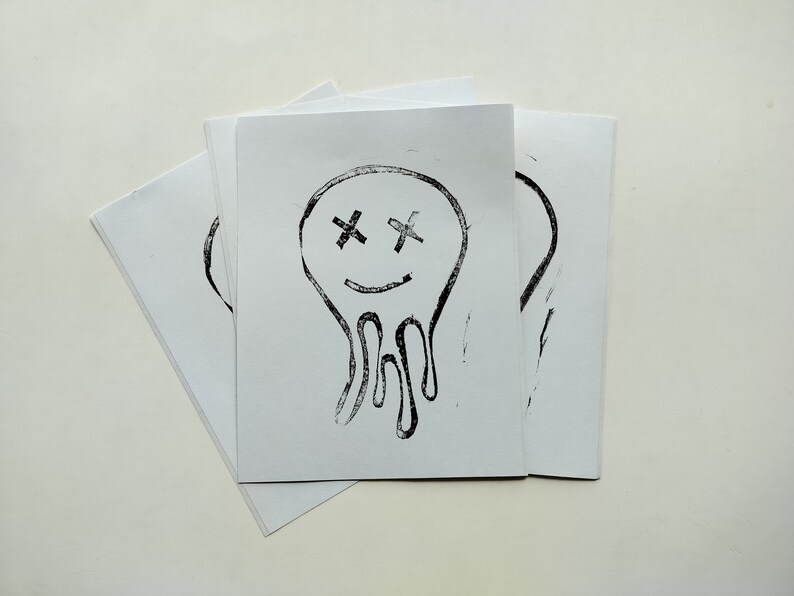 Block Print Slap Stickers / Smiley Face / Melting Face / Melting Smile / Graffiti Art / Slap Em ...