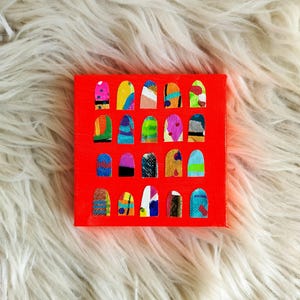 Tiny Original Art / 4&quot; x 4&quot; / Abstract / Acrylic Painting / Modern Art / Canvas Art / Mini Painting on Canvas / Micro Painting / Expressive