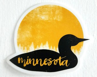 Minnesota Loon Sticker, Vintage Minnesota Vinyl Decal, 3" x 2.57", Loon Die Cut Decal Laptop, Car Bumper Sticker Notebook Tumbler Phone