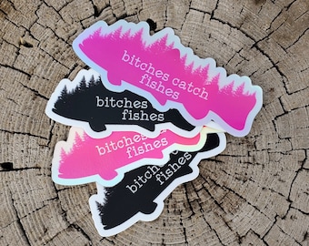 Bitches Catch Fishes Funny Fishing Decal Boat Car Truck Girl Fishing Sticker 