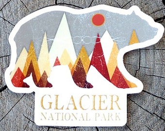 Sticker Glacier National Park, Glacier Grizzly Bear, Montana Gift, Glacier Souvenir Gift, Grizzlybeer vinyl sticker, 3 x 2-3/8"
