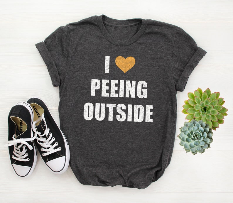 Funny Outdoors Shirt, Funny Camping T-Shirt, I Love Peeing Outside Tee, Funny Camping Gift, Unisex Hiking Shirt, Gift For Mom, Backpacking Dark Heather Grey