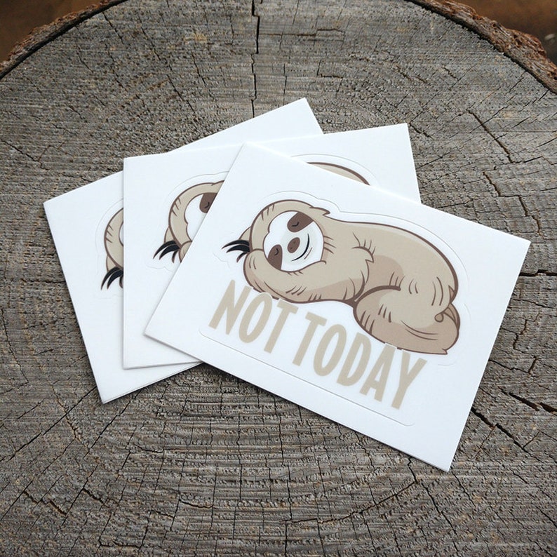 Sticker luiaard, niet vandaag luiaard zeggen vinyl sticker, 3 x 2", leuke grappige luiaard cadeau, waterfles sticker, laptopcomputer notebook souvenir afbeelding 5