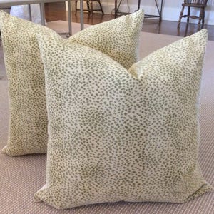 Cowtan and Tout "Malabar" gros point velvet in leaf-Pillow covers