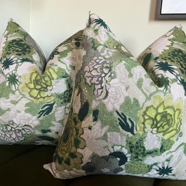 Funda(s) de almohada Lee Jofa "ARIOSO" en piedra y jade