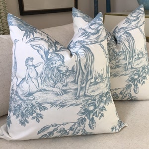 Thibaut “Antilles Toile“ in Spa Blue pillow covers